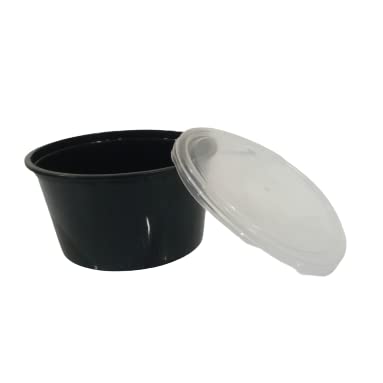 Hriday Foods Serving Dil Se 500 Ml Black Round Container With Air Tight Transparent Lid:Set Of 25 - Microwave Safe, Reusable Pla